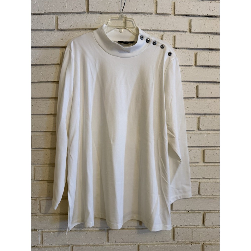 Susan Graver Every Day Petite Supreme Knit Mock Neck Tunic White Size 2Xp